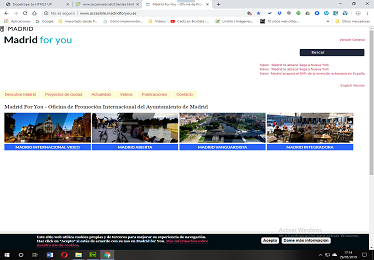 La imagen es un pantallazo de la página inicial de la versión accesible del sitio web Madridforyou.es
