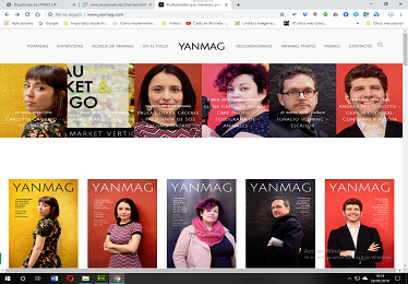 La imagen es un pantallazo de la página inicial del sitio web de la revista digital YANMAG